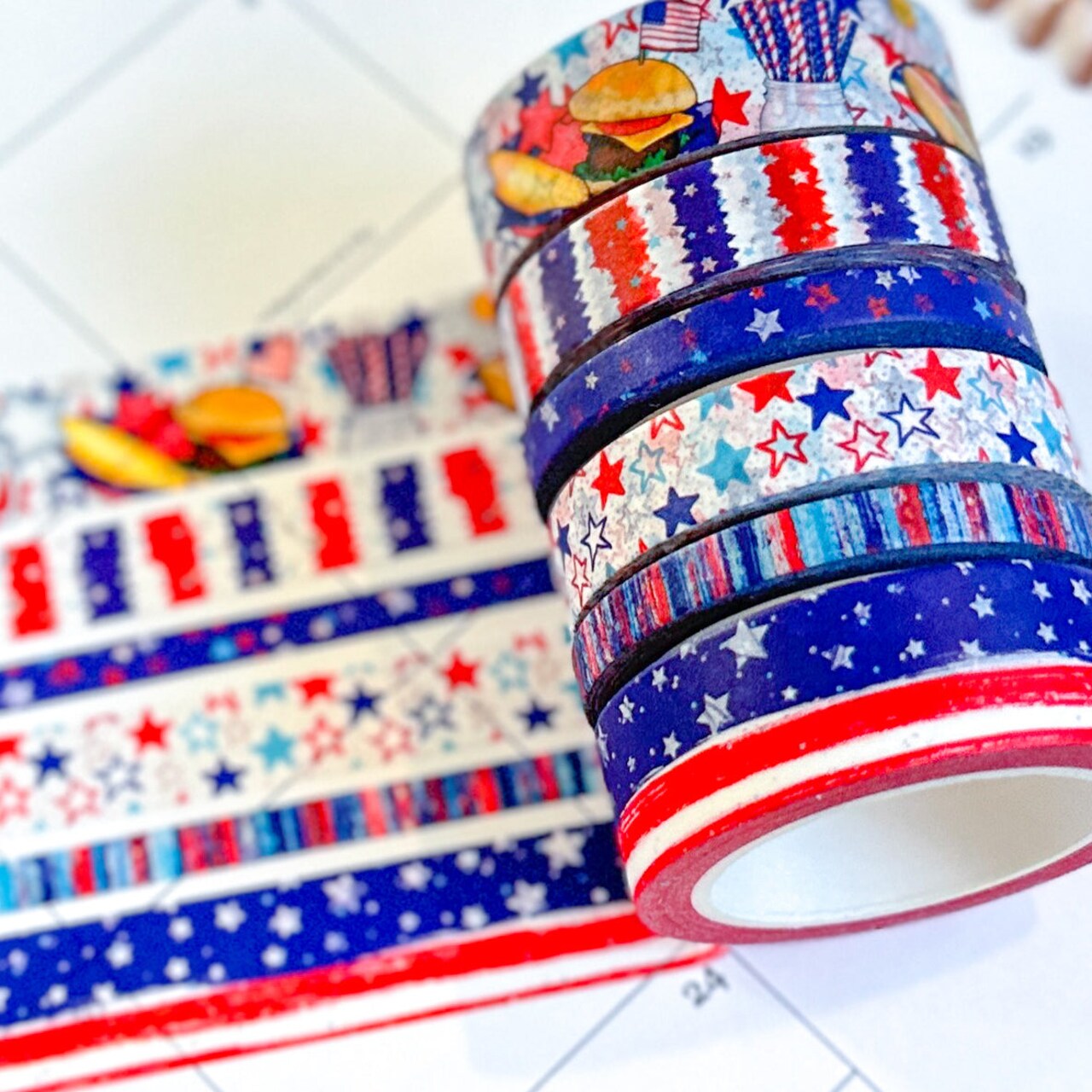 4th Of July Red White & Blue Stars Summer Patriotic Washi Tape Set - W086